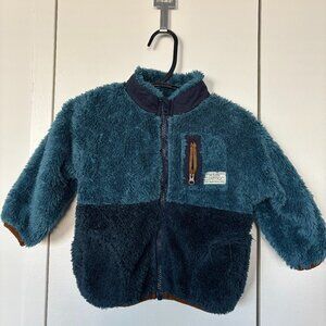 BREEZE Fuzzy Zip-Up Jacket for Toddler (Size 90 / 2T) – Teal Blue